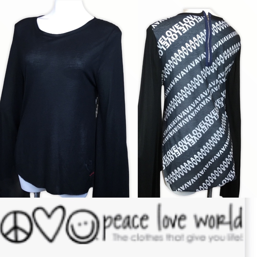 Peace Love World Long Sleeve Graphic  Back Top